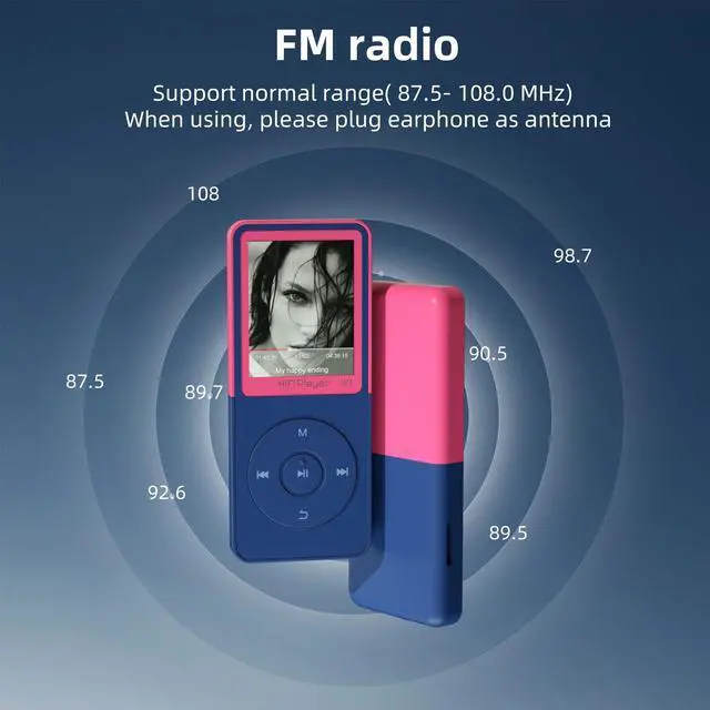 Alt view image 6 of 7 - Mp3 Player with Bluetooth,Classic Portable Mp3 & Mp4 Players,HiFi Sound Music Player with SD Card Slot/Photo Viewe/Video Play/FM Radio/Recorder/E-Book for Kids,Long Battery Life Red 32GB