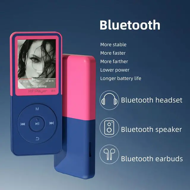 Alt view image 5 of 7 - Mp3 Player with Bluetooth,Classic Portable Mp3 & Mp4 Players,HiFi Sound Music Player with SD Card Slot/Photo Viewe/Video Play/FM Radio/Recorder/E-Book for Kids,Long Battery Life Red 32GB