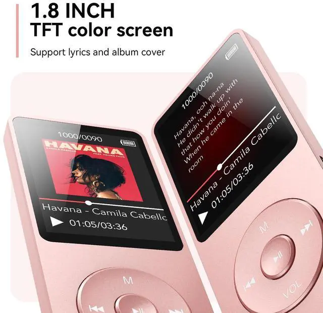 Alt view image 7 of 7 - AGPTEK A02 MP3 Player with Bluetooth 5.3, 1.8 inch Screen Portable Music Player with Speaker, FM Radio, Voice Recorder, Supports Expanded Up to 128GB(Rose Gold, 32GB)