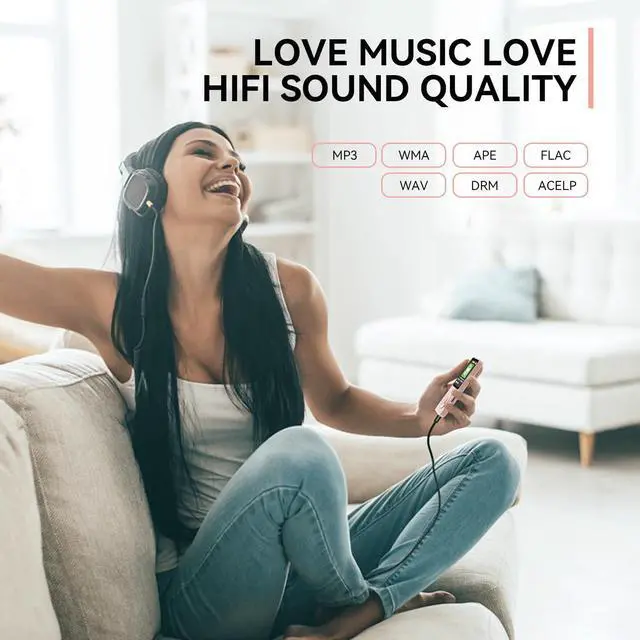 Alt view image 3 of 7 - AGPTEK A02 MP3 Player with Bluetooth 5.3, 1.8 inch Screen Portable Music Player with Speaker, FM Radio, Voice Recorder, Supports Expanded Up to 128GB(Rose Gold, 32GB)