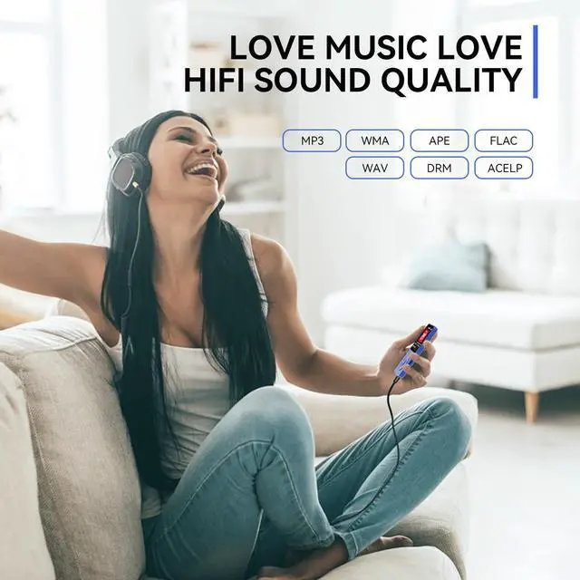 Alt view image 3 of 7 - AGPTEK A02 MP3 Player with Bluetooth 5.3, 1.8 inch Screen Portable Music Player with Speaker, FM Radio, Voice Recorder, Supports Expanded Up to 128GB(Blue, 32GB)