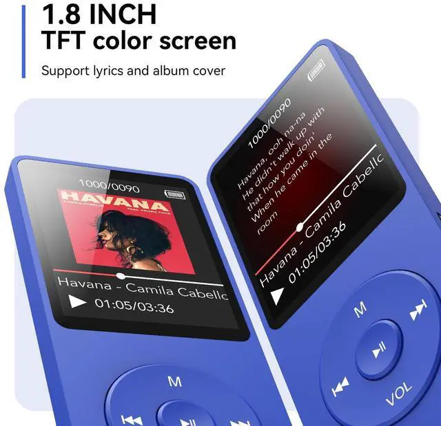 Alt view image 7 of 7 - AGPTEK A02 MP3 Player with Bluetooth 5.3, 1.8 inch Screen Portable Music Player with Speaker, FM Radio, Voice Recorder, Supports Expanded Up to 128GB(Blue, 32GB)