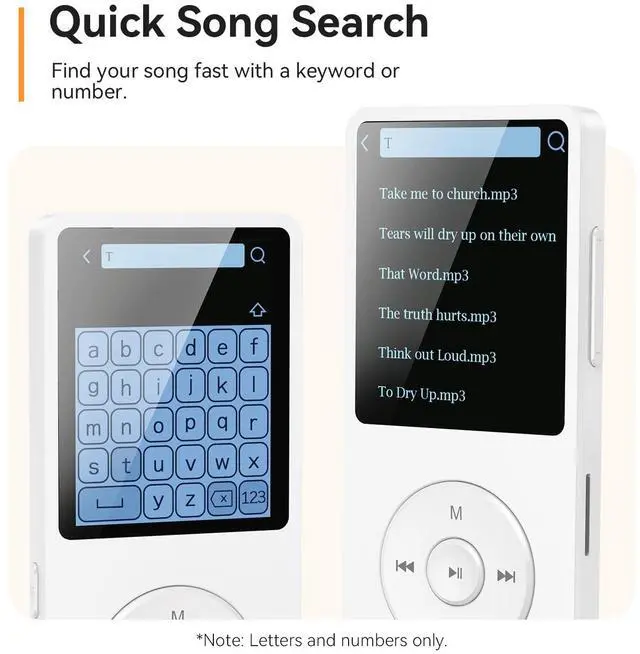 Alt view image 4 of 7 - AGPTEK A02 MP3 Player with Bluetooth 5.3, 1.8 inch Screen Portable Music Player with Speaker, FM Radio, Voice Recorder, Supports Expanded Up to 128GB(White, 64GB)