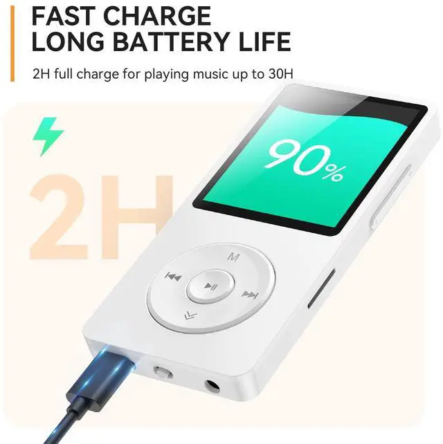 Alt view image 6 of 7 - AGPTEK A02 MP3 Player with Bluetooth 5.3, 1.8 inch Screen Portable Music Player with Speaker, FM Radio, Voice Recorder, Supports Expanded Up to 128GB(White, 64GB)