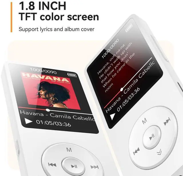 Alt view image 7 of 7 - AGPTEK A02 MP3 Player with Bluetooth 5.3, 1.8 inch Screen Portable Music Player with Speaker, FM Radio, Voice Recorder, Supports Expanded Up to 128GB(White, 64GB)