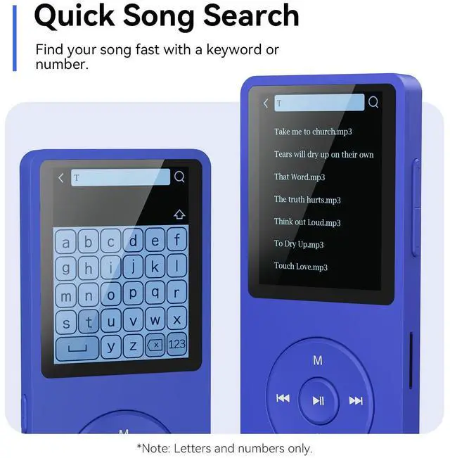 Alt view image 4 of 7 - AGPTEK A02 MP3 Player with Bluetooth 5.3, 1.8 inch Screen Portable Music Player with Speaker, FM Radio, Voice Recorder, Supports Expanded Up to 128GB(Blue, 64GB)