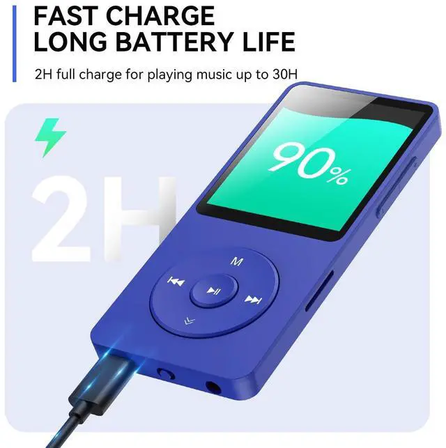 Alt view image 6 of 7 - AGPTEK A02 MP3 Player with Bluetooth 5.3, 1.8 inch Screen Portable Music Player with Speaker, FM Radio, Voice Recorder, Supports Expanded Up to 128GB(Blue, 64GB)