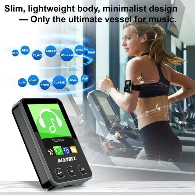 Alt view image 2 of 7 - Mp3 Player with Bluetooth 5.3, HiFi Music Player with Sports Clip and Armband, 1.77-inch TFT Color Screen, 32GB mp3 Player for Kids Adults, Earphones Included, TF Card can be Inserted, Nero