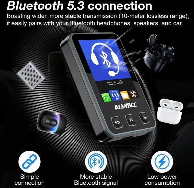 Alt view image 3 of 7 - Mp3 Player with Bluetooth 5.3, HiFi Music Player with Sports Clip and Armband, 1.77-inch TFT Color Screen, 32GB mp3 Player for Kids Adults, Earphones Included, TF Card can be Inserted, Nero