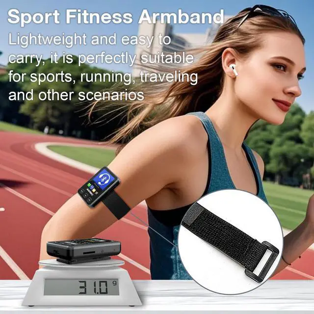 Alt view image 6 of 7 - Mp3 Player with Bluetooth 5.3, HiFi Music Player with Sports Clip and Armband, 1.77-inch TFT Color Screen, 32GB mp3 Player for Kids Adults, Earphones Included, TF Card can be Inserted, Nero