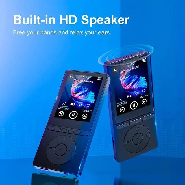 Alt view image 2 of 7 - 64GB MP3 Player with Bluetooth 5.3, Music Player with HiFi Sound for Sports Runners, 2.4" Screen MP3 Player Built in HD Speaker Voice Recorder FM Radio E-Book, Expanded Up to 128GB, Earphone Included