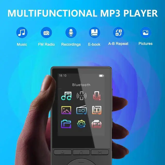 Alt view image 4 of 7 - 64GB MP3 Player with Bluetooth 5.3, Music Player with HiFi Sound for Sports Runners, 2.4" Screen MP3 Player Built in HD Speaker Voice Recorder FM Radio E-Book, Expanded Up to 128GB, Earphone Included