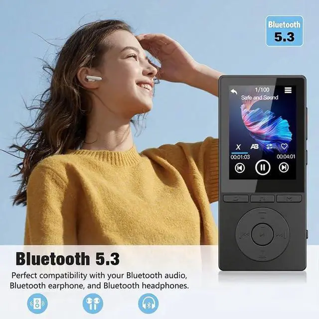 Alt view image 6 of 7 - 64GB MP3 Player with Bluetooth 5.3, Music Player with HiFi Sound for Sports Runners, 2.4" Screen MP3 Player Built in HD Speaker Voice Recorder FM Radio E-Book, Expanded Up to 128GB, Earphone Included