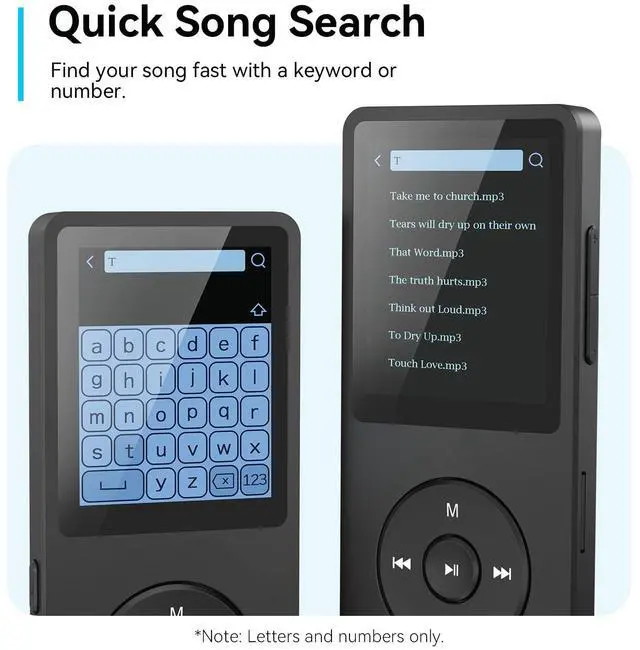 Alt view image 4 of 7 - AGPTEK A02 MP3 Player with Bluetooth 5.3, 1.8 inch Screen Portable Music Player with Speaker, FM Radio, Voice Recorder, Supports Expanded Up to 128GB(Black, 64GB)