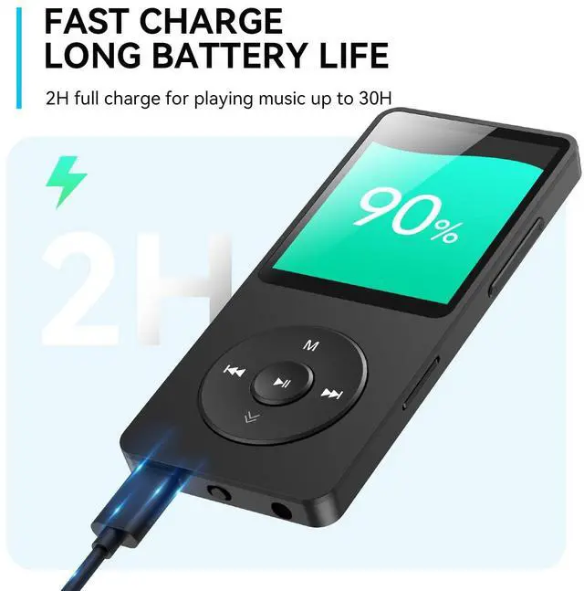 Alt view image 6 of 7 - AGPTEK A02 MP3 Player with Bluetooth 5.3, 1.8 inch Screen Portable Music Player with Speaker, FM Radio, Voice Recorder, Supports Expanded Up to 128GB(Black, 64GB)