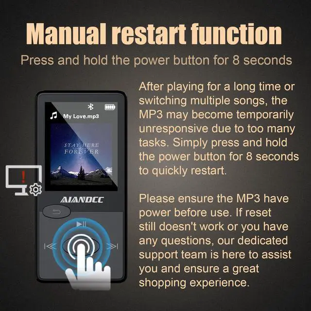Alt view image 5 of 7 - 64GB Mp3 Player with Bluetooth 5.3 HiFi Sound, Mp3 Player with FM Radio, Mini Music Player for Kids Adults, Earphones Included, TF Card can be Inserted