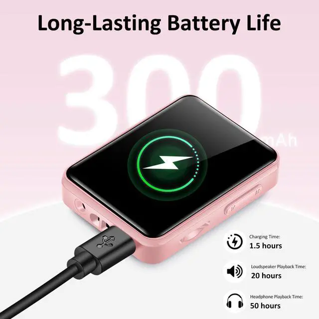 Alt view image 3 of 7 - MP3 Player with Bluetooth, 32GB Portable Bluetooth MP3 Player for Kids, 1.8 inch Music Player with Speaker, FM Radio, Voice Recorder, Supports Expanded Up to 512GB(Pink)