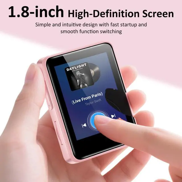 Alt view image 7 of 7 - MP3 Player with Bluetooth, 32GB Portable Bluetooth MP3 Player for Kids, 1.8 inch Music Player with Speaker, FM Radio, Voice Recorder, Supports Expanded Up to 512GB(Pink)
