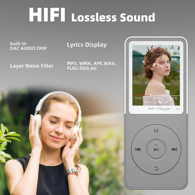 Alt view image 3 of 6 - Bluetooth Mp3 Player, Classic Portable Mp3 Players for Kids,HiFi Music Player with Bluetooth,Video Play,FM Radio,Recording,E-Book,Alarm Clock,Mp3 Play up to 50 Hours with SD Card Slot Grey 64GB