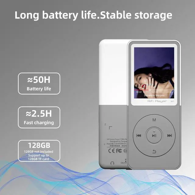 Alt view image 5 of 6 - Bluetooth Mp3 Player, Classic Portable Mp3 Players for Kids,HiFi Music Player with Bluetooth,Video Play,FM Radio,Recording,E-Book,Alarm Clock,Mp3 Play up to 50 Hours with SD Card Slot Grey 64GB