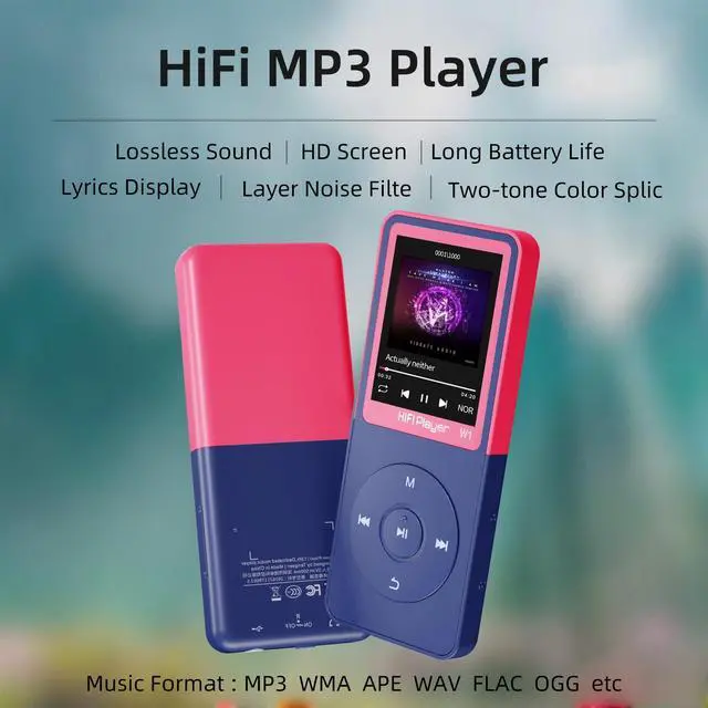 Alt view image 4 of 6 - Bluetooth Mp3 Player, Classic Portable Mp3 Players for Kids,HiFi Music Player with Bluetooth,Video Play,FM Radio,Recording,E-Book,Alarm Clock,Mp3 Play up to 50 Hours with SD Card Slot Pink 32GB