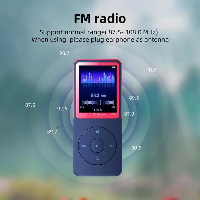 Alt view image 6 of 6 - Bluetooth Mp3 Player, Classic Portable Mp3 Players for Kids,HiFi Music Player with Bluetooth,Video Play,FM Radio,Recording,E-Book,Alarm Clock,Mp3 Play up to 50 Hours with SD Card Slot Pink 32GB