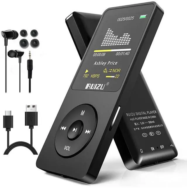 Main image of RUIZU 64GB MP3 Player with Bluetooth 5.3, Portable Music Player for Kids Sports Running, FM Radio, Voice Recorder, Equalizer, 80H Digital Audio Video Shuffle Resume Playback, Up to 128GB Micro SD Card
