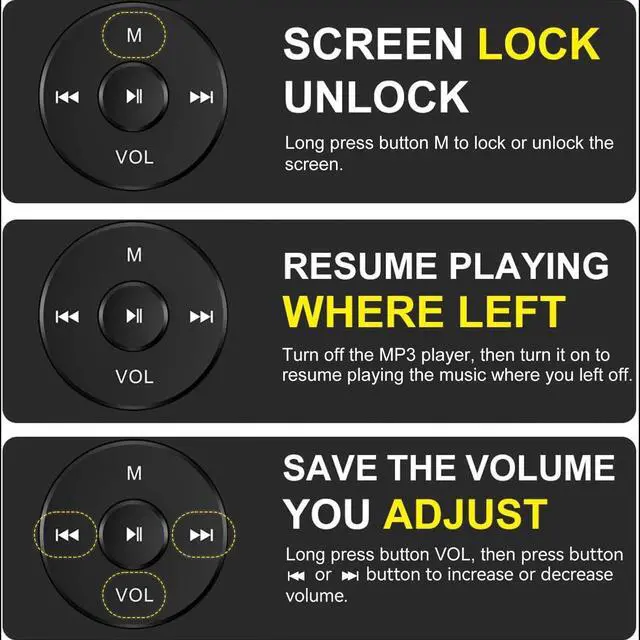 Alt view image 7 of 7 - RUIZU 64GB MP3 Player with Bluetooth 5.3, Portable Music Player for Kids Sports Running, FM Radio, Voice Recorder, Equalizer, 80H Digital Audio Video Shuffle Resume Playback, Up to 128GB Micro SD Card