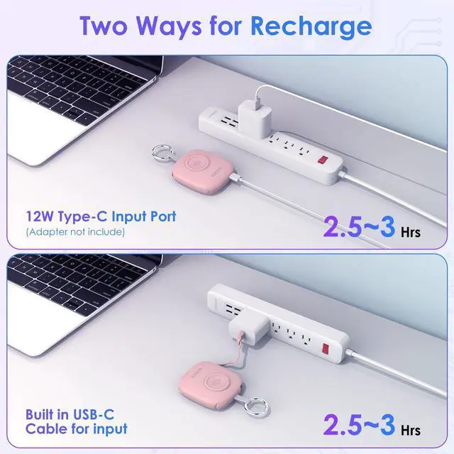 Alt view image 5 of 7 - Small Portable Charger 5000mAh,iWatch Wireless Charger Mini Power Bank with Built-in Cable,Travel Keychain Charger for Apple Watch 11/10/9/8/Ultra/7/6/Se/5/4,iPhone 17/16/15/14/13/12,Android Phone