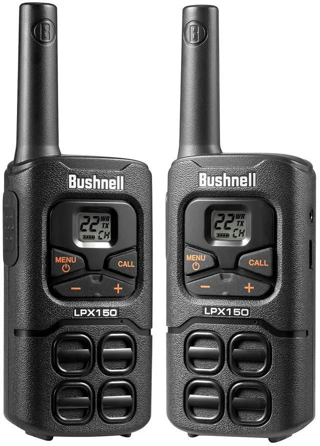Main image of Bushnell LPX150 Walkie Talkie Radio - Reliable Quality, Rugged Design, 0.5W Power for 20 Miles of Range, Two Way Radios Equipped for Wherever Life Takes You (2 Pack)