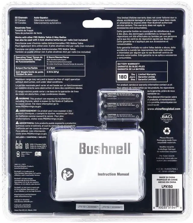 Alt view image 5 of 7 - Bushnell LPX150 Walkie Talkie Radio - Reliable Quality, Rugged Design, 0.5W Power for 20 Miles of Range, Two Way Radios Equipped for Wherever Life Takes You (2 Pack)
