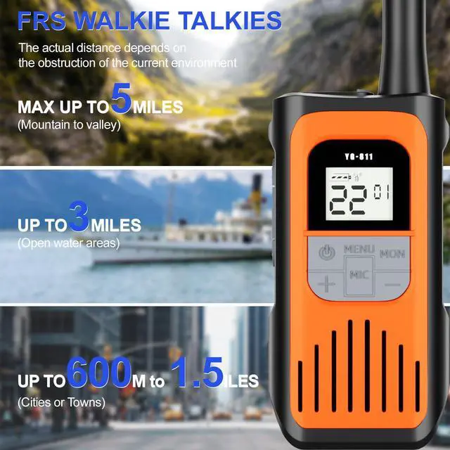 Alt view image 6 of 6 - YHJQWDZ Walkie Talkies for Adults, Rechargeable Walkie Talkies Long Range 22 Channel Two-Way Radios with 1200mAh Li-ion Batteries and USB Charger for Biking,Camping,Hiking,2 Pack