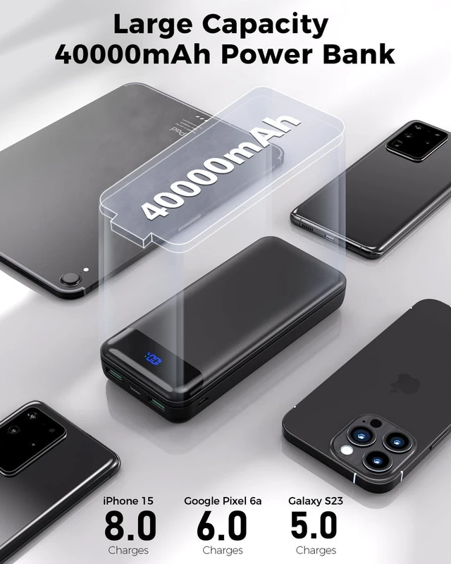 Alt view image 3 of 7 - FlyKangaroo Portable Charger Power Bank 40000mAh, PD 30W Fast Charging | 3 Outputs & 2 lnputs, Digital Display,Lightweight, Phone Charger for iPhone 17/16/15/14/13, Samsung, Android