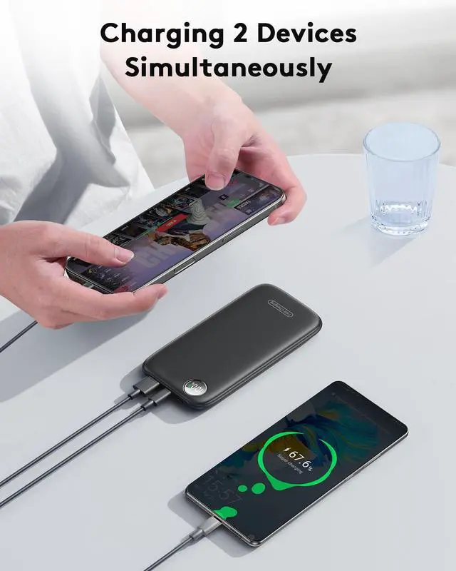 Alt view image 4 of 7 - Powerbank Fast Charging Max 12V/4.5A, Ultra Slim Portable Charger USB C 10000mah, Travel Power Bank for iPhone 11 12 13 14 15 16 Samsung Android, DC Lightweight Battery Pack Phone Charger, Deep Black