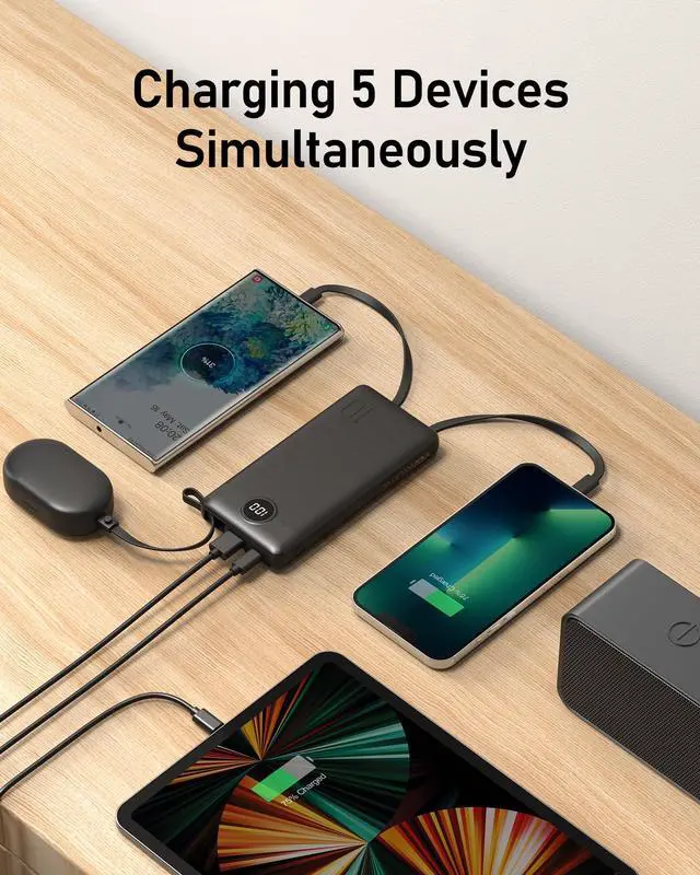 Alt view image 5 of 7 - VEEKTOMX Portable Charger Built-in Cables,10000mAh Power Bank for iPhone,Fast Charge USB C Battery Pack Travel Essentials Powerbank Compatible with iPhone 17/16/15/14, Samsung S25/24, Android, etc