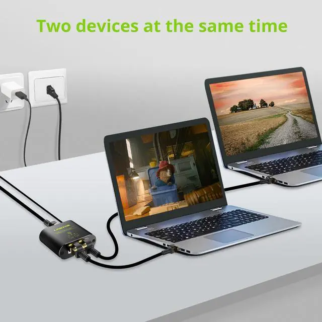 Alt view image 4 of 7 - LiNKFOR Ethernet Splitter 1 in 2 Out,1000Mbps High Speed Splitter RJ45 Network Extension Connector with USB Type C Cable Gigabit Ethernet Switch Network Sharing for Cat8 Cat7 Cat6 Cat5 Cat5e