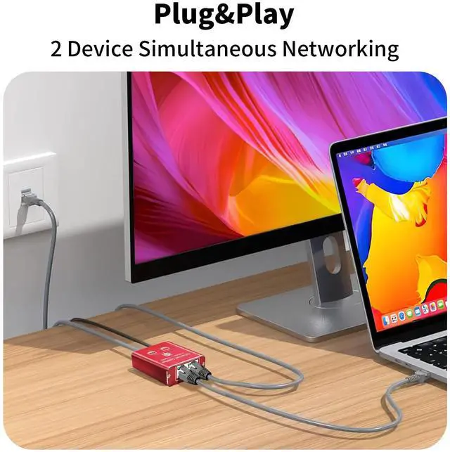 Alt view image 4 of 7 - Ethernet Splitter 1 to 2 High Speed 1000Mbps, Gigabit Ethernet Splitter, LAN Splitter Dual LAN RJ45 Port Router Switch for Cat5/5e/6/7/8 Cable, IEEE 802.3 Compliant Plug and Play