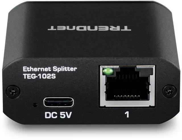 Alt view image 3 of 7 - TRENDnet 2-Port Gigabit Splitter with USB Type C Power, TEG-102S, Splits One Network Connection Into Two, Ethernet Splitter, USB Type C Power Cable Included, NDAA & TAA Compliant