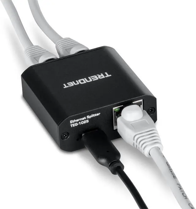 Alt view image 5 of 7 - TRENDnet 2-Port Gigabit Splitter with USB Type C Power, TEG-102S, Splits One Network Connection Into Two, Ethernet Splitter, USB Type C Power Cable Included, NDAA & TAA Compliant