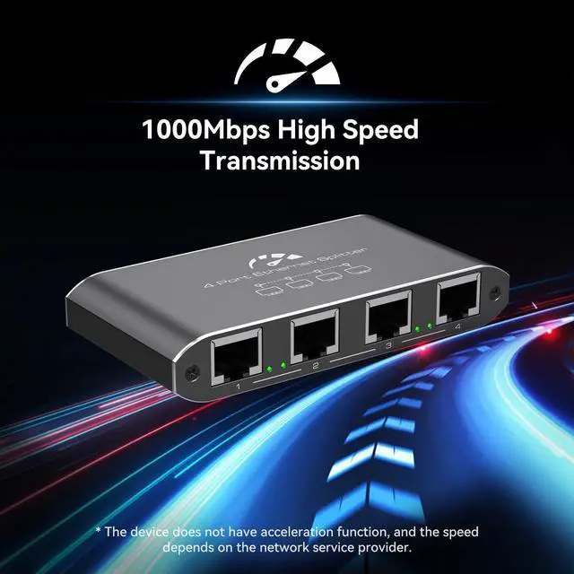 Alt view image 5 of 7 - ATLAHET Ethernet Splitter 1 to 4 1000Mbps High Speed Internet Splitter, Gigabit Network Splitter with an Ethernet Cable and a USB Power Cable, 1 in 4 Out LAN RJ45 Splitter Work with Cat 6/7/8 Cable