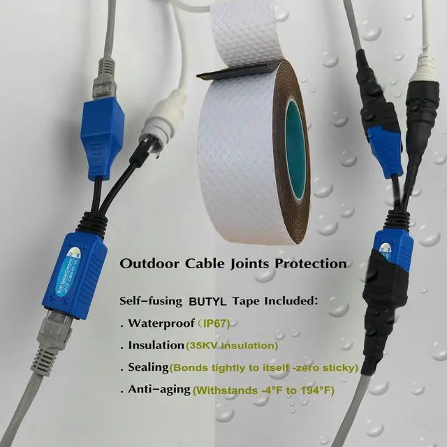 Alt view image 5 of 6 - SGUESIKR 4 Pair PoE Ethernet Splitter, RJ45 Cable Sharing Kits, 2-in-1 Cat5 Combiner, Ethernet Extender for 8 Security IP Cameras NVR Surveillance System - Weatherproof for Outdoor Use