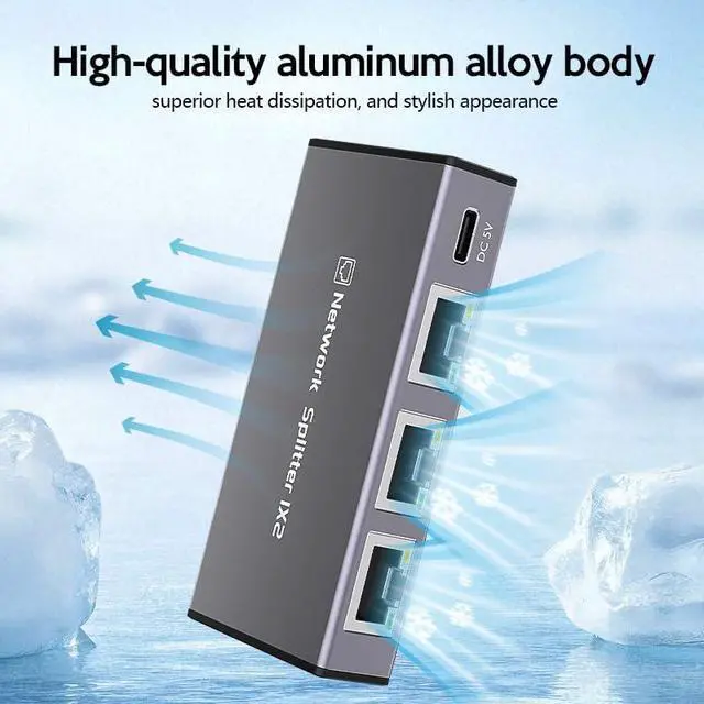 Alt view image 2 of 7 - Ethernet Splitter 1 to 2 1000Mbps Internet Splitter RJ45 LAN Port Adapter for 3 Computer Gigabit High Speed for Cat 5/5e/6/7/8 Cable, 2 Devices Networked Simultaneously