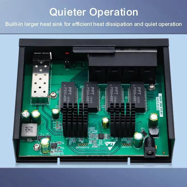 Alt view image 5 of 7 - SODOLA 8-Port Unmanaged 2.5G Switch,8 x 2.5GBASE-T Ports,1X10G SFP+,100Gbps Switching Capacity, Fanless, MetalPlug & Play 2.5Gb Network Switch
