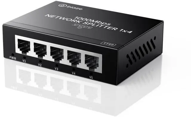 Main image of Biaze 4-Port Ethernet Splitter, Gigabit LAN Network Hub Adapter 1 to 4, Plug & Play Internet Cable Connector for Home/Office/School, Cat6 RJ45 Splitter for PC/Modem/Router/Gaming (1000Mbps)