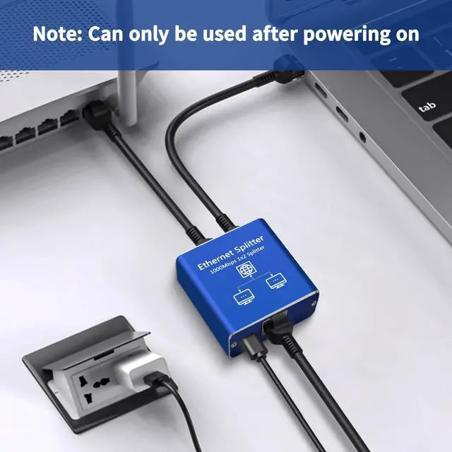 Alt view image 3 of 7 - STEAMEMO Gigabit Ethernet Splitter 1 to 2, Network Ethernet Splitter, LAN Splitter with USB Power Cable, RJ45 Splitter 1000Mbps High Speed for Cat5/5e/6/7/8 Cable [2 Devices Networked Simultaneously]