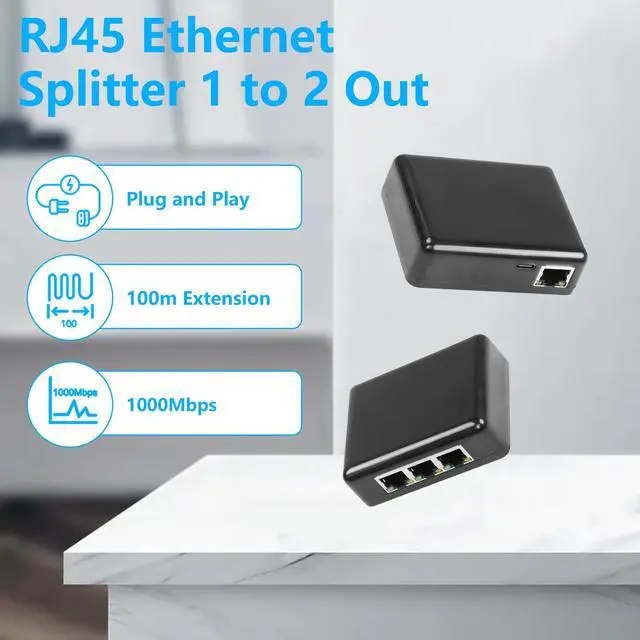 Alt view image 7 of 7 - CERRXIAN Ethernet Splitter 1 to 3 Out,1000Mbps High Speed RJ45 Splitter with USB Power Cable, Ethernet Splitter 1 to 3, [3 Devices Simultaneously Networking] LAN Splitter for Cat 5/5e/6/7/8 Cable