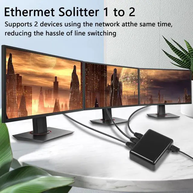 Alt view image 3 of 7 - CERRXIAN Ethernet Splitter 1 to 3 Out,1000Mbps High Speed RJ45 Splitter with USB Power Cable, Ethernet Splitter 1 to 3, [3 Devices Simultaneously Networking] LAN Splitter for Cat 5/5e/6/7/8 Cable