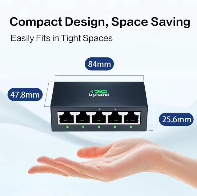 Alt view image 3 of 7 - ES220-5T 5-Port Unmanaged Gigabit Switch | Plug and Play Network Extender | Fanless Metal Casing for Business, Office & Home Network