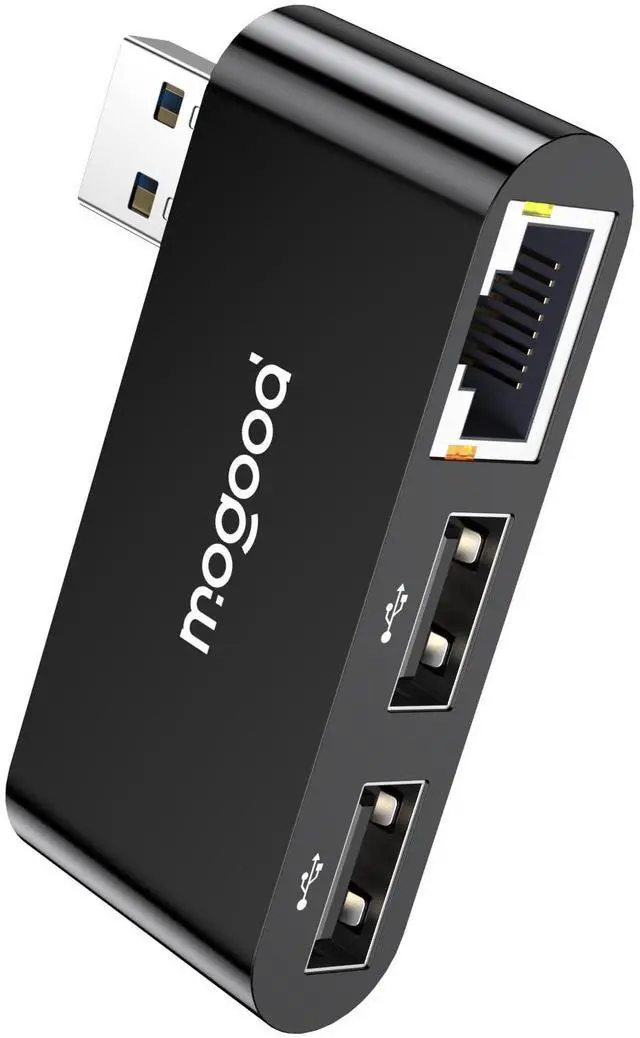 Main image of MOGOOD USB to Ethernet Adapter, Type A to Gigabit Ethernet LAN Network Adapter, RJ45 1000Mbps Hub with 2 USB Ports, for Laptops, PC, MacBook, Surface 6Pro, XPS, Windows, Linux, MacOS, Etc