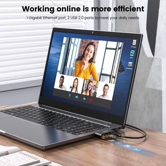 Alt view image 6 of 6 - MOGOOD USB to Ethernet Adapter, Type A to Gigabit Ethernet LAN Network Adapter, RJ45 1000Mbps Hub with 2 USB Ports, for Laptops, PC, MacBook, Surface 6Pro, XPS, Windows, Linux, MacOS, Etc